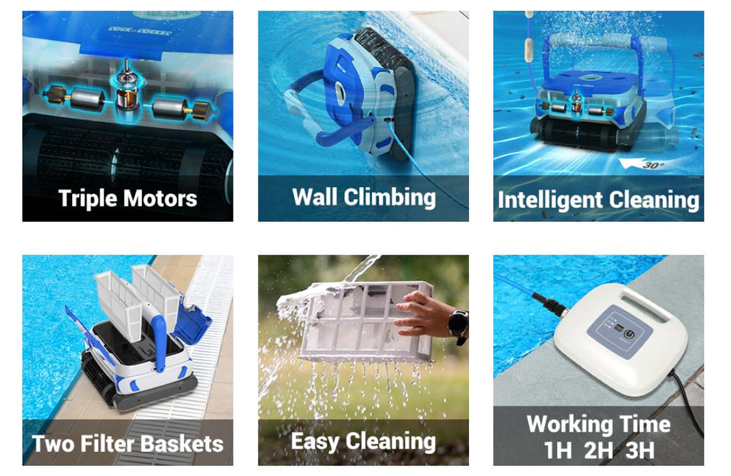 rock&amp;rocker upgraded automatic pool cleaner robotic vacuum ~wall climbing *1602e