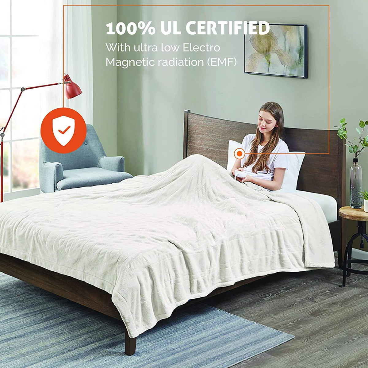 Heated Blanket King| Dual Control W/ Auto Shut Off | Micro Plush| Electric Blankets for Bed | Machine Washable | UL Certified - King,Ivory