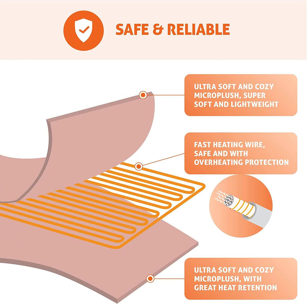 Heated Blanket King| Dual Control W/ Auto Shut Off | Micro Plush| Electric Blankets for Bed | Machine Washable | UL Certified - King,Ivory