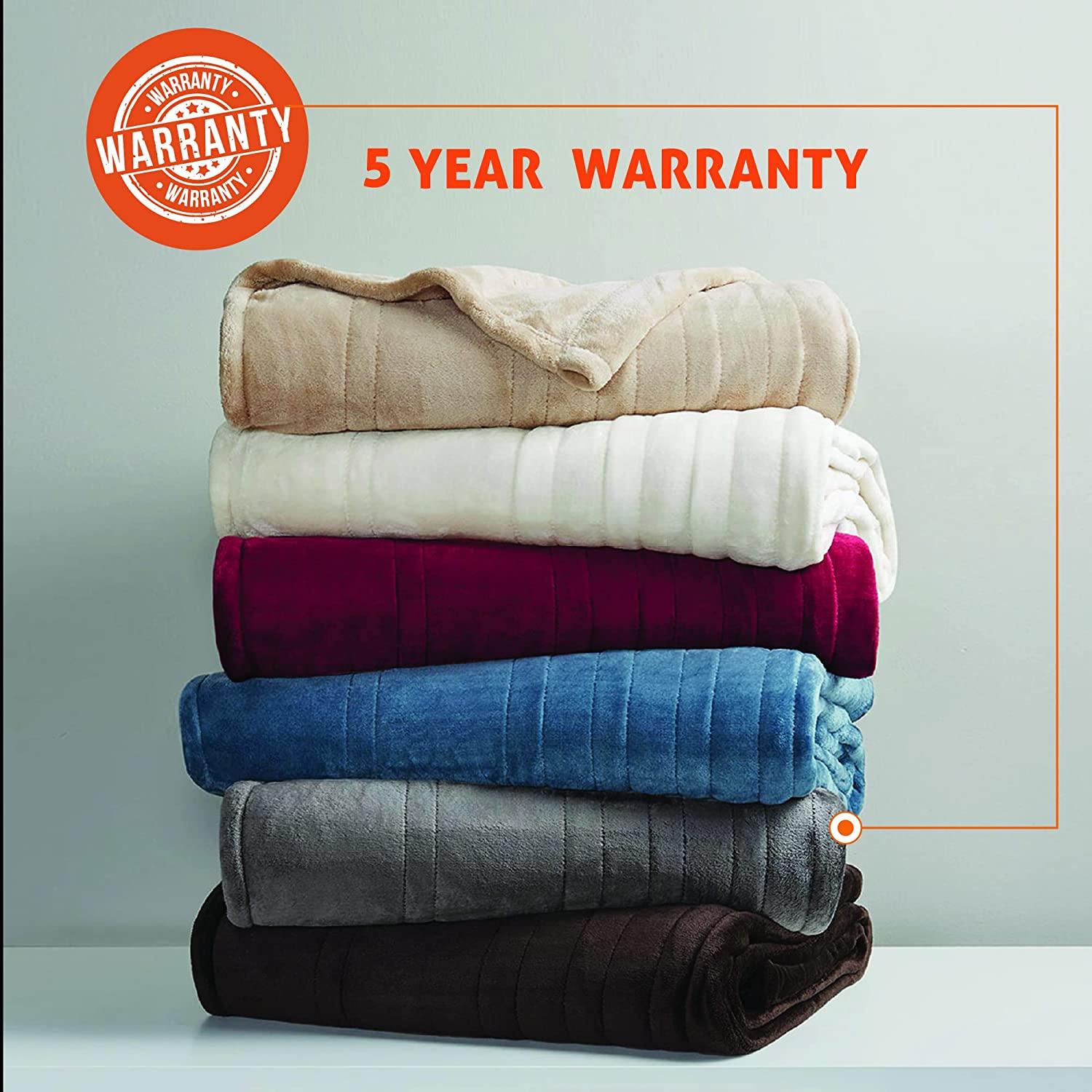 Heated Blanket King| Dual Control W/ Auto Shut Off | Micro Plush| Electric Blankets for Bed | Machine Washable | UL Certified - King,Ivory