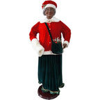 58 in. Christmas African American Dancing Mrs. Claus with Faux-Fur Hand Muff