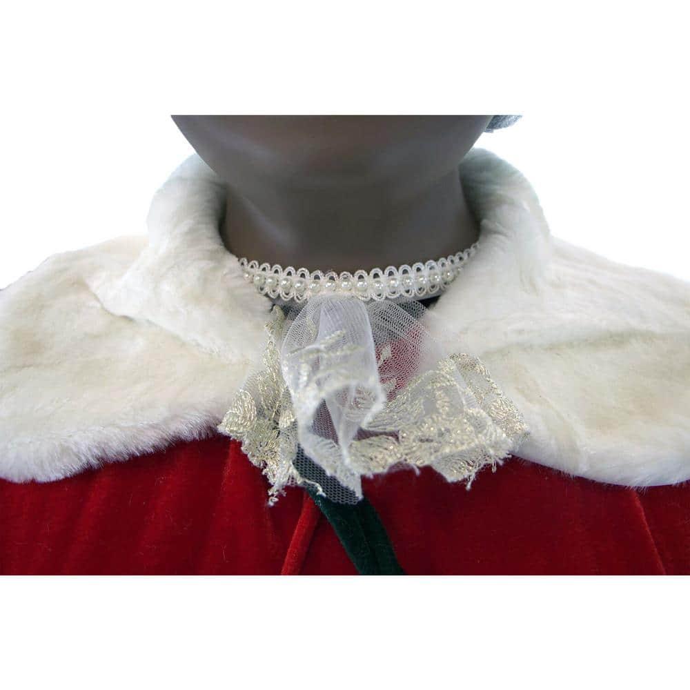 58 in. Christmas African American Dancing Mrs. Claus with Faux-Fur Hand Muff