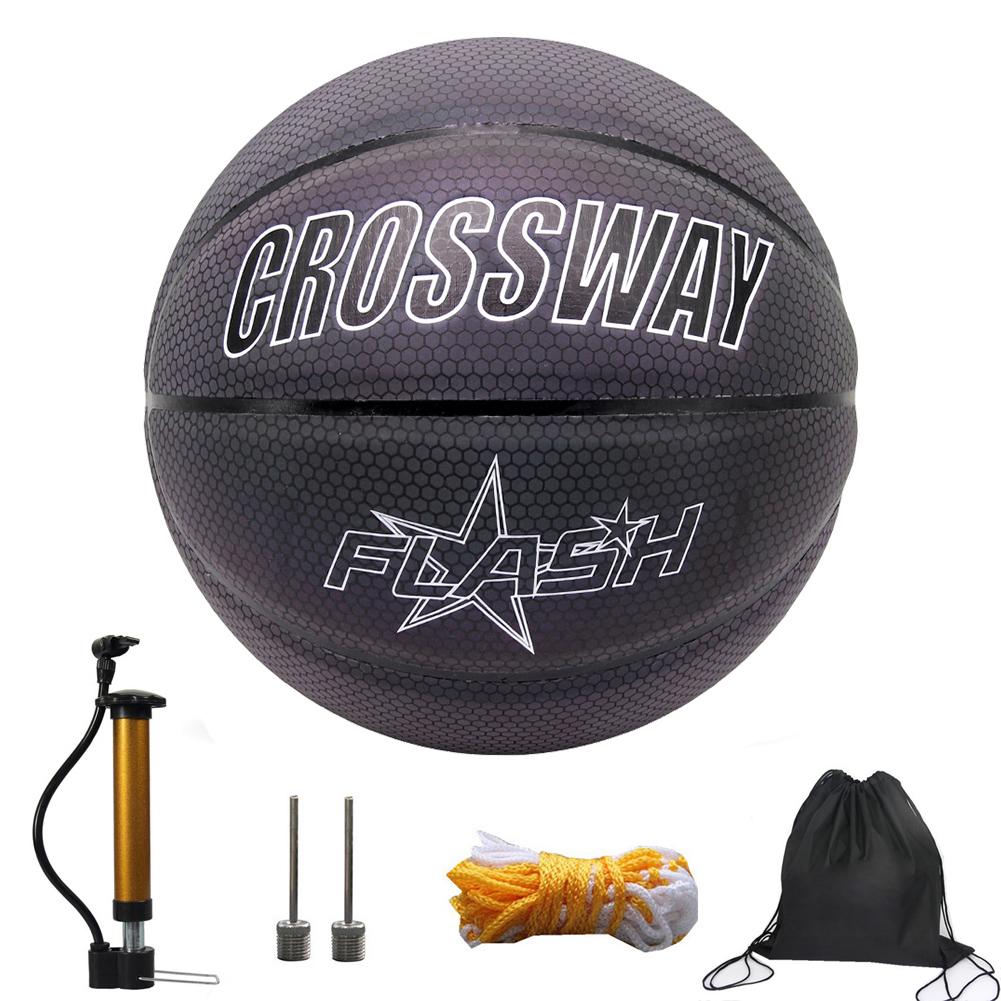 Famure Training ball set-Glowing Reflective Basketball Soft Professional Luminous Night Colorful School Training Ball for Boys Teenager