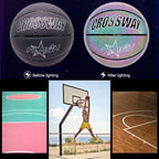 Famure Training ball set-Glowing Reflective Basketball Soft Professional Luminous Night Colorful School Training Ball for Boys Teenager