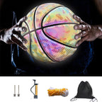 Famure Training Ball Set|Glowing Reflective Basketball Soft Professional Luminous Night Colorful School Training Ball for Boys Teenager