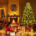 Gymax Pre-Lit 8' Artificial PVC Christmas Tree Hinged 880 LED Lights Metal Stand
