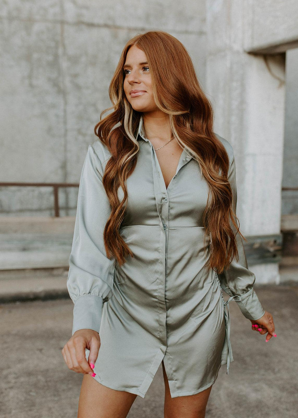 drawstring side dress