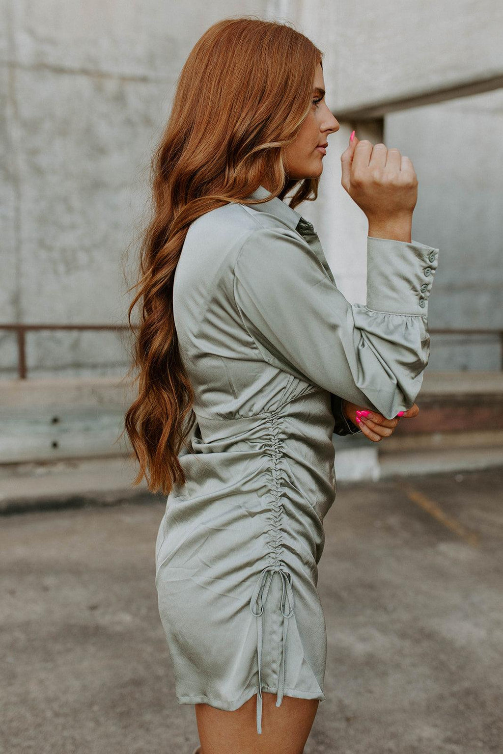 drawstring side dress