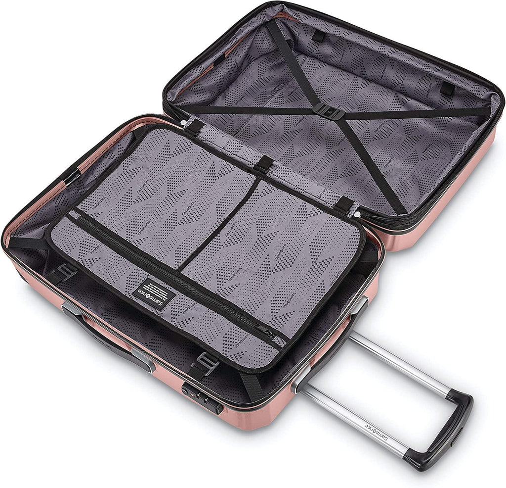 Winfield 3 DLX Hardside Expandable Luggage with Spinners, Rose, Checked-Large 28-Inch