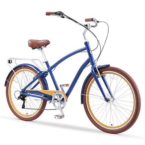 reezero Everyone Men's 26 In. 7-Speed Speed Sport Hybrid Cruiser Bicycle, Denim Honey