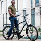 reezero Everyone Men's 26 In. 7-Speed Speed Sport Hybrid Cruiser Bicycle, Denim Honey