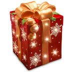 21.25" Pre-Lit Red and Gold Gift Box Christmas Outdoor Decor