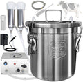hantop 12l cow milking machine, portable plug-in pulsating vacuum pump, food grade 304 stainless steel milk bucket with auto stop check valve and teats cups cow milker machine (classic model)