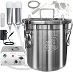 hantop 12l cow milking machine, portable plug-in pulsating vacuum pump, food grade 304 stainless steel milk bucket with auto stop check valve and teats cups cow milker machine (classic model)