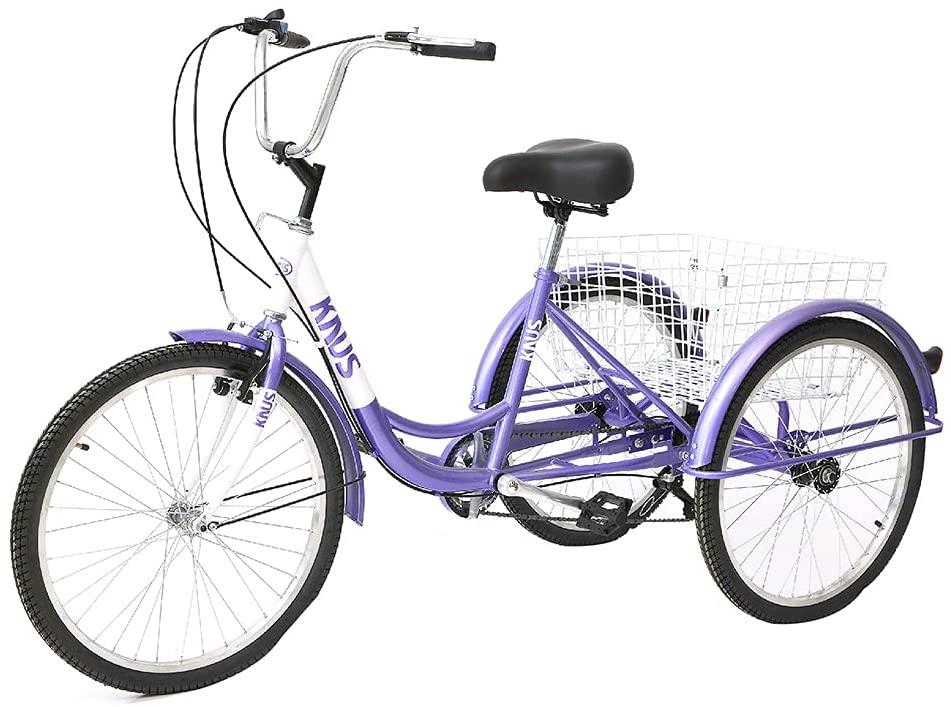 ZUKKA Adult Tricycle Trikes,7 Speed Three-Wheeled Bike,24/26 Inch Cruiser Bicycles with LarShopping Basket for Seniors, Women, Men