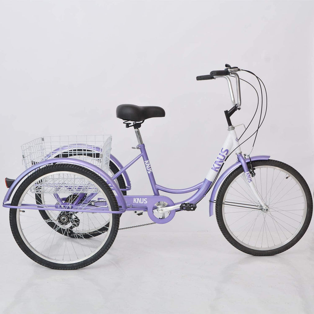 ZUKKA Adult Tricycle Trikes,7 Speed Three-Wheeled Bike,24/26 Inch Cruiser Bicycles with LarShopping Basket for Seniors, Women, Men