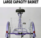ZUKKA Adult Tricycle Trikes,7 Speed Three-Wheeled Bike,24/26 Inch Cruiser Bicycles with LarShopping Basket for Seniors, Women, Men