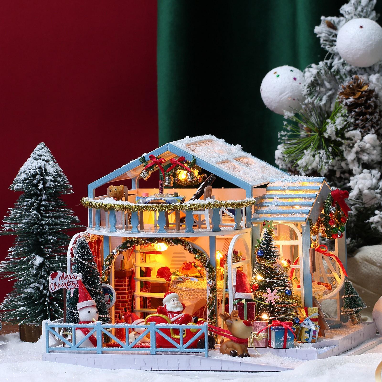 Cyber Monday 2023 LIDYCE Toys, Children Assembling Toy, Christmas Wooden DIY Glowing Christmas House Puzzle Ornaments Handmade Toys