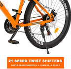 Max4out Mountain Bike 21 Speed  Derailleur with High Carbon Steel Frame, 26 inches Wheels, Double Disc Brake, Front Suspension Anti-Slip Bikes