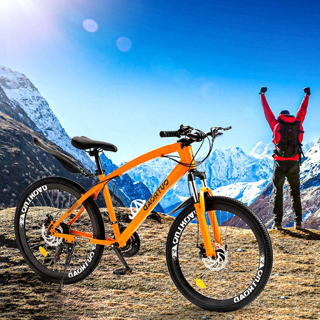 Max4out Mountain Bike 21 Speed  Derailleur with High Carbon Steel Frame, 26 inches Wheels, Double Disc Brake, Front Suspension Anti-Slip Bikes