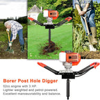 gpoas 52cc gas powered post hole digger with 4”6”8”earth auger drill bits and 3 extension bars (8" 12" 20"),2-stroke 2.4hp fence post auger for farm garden plant