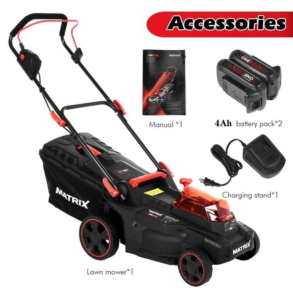 21V 16In 2900/min Cordless Twin Force Lawn Mower 2x4Ah Batteries,Chargeable