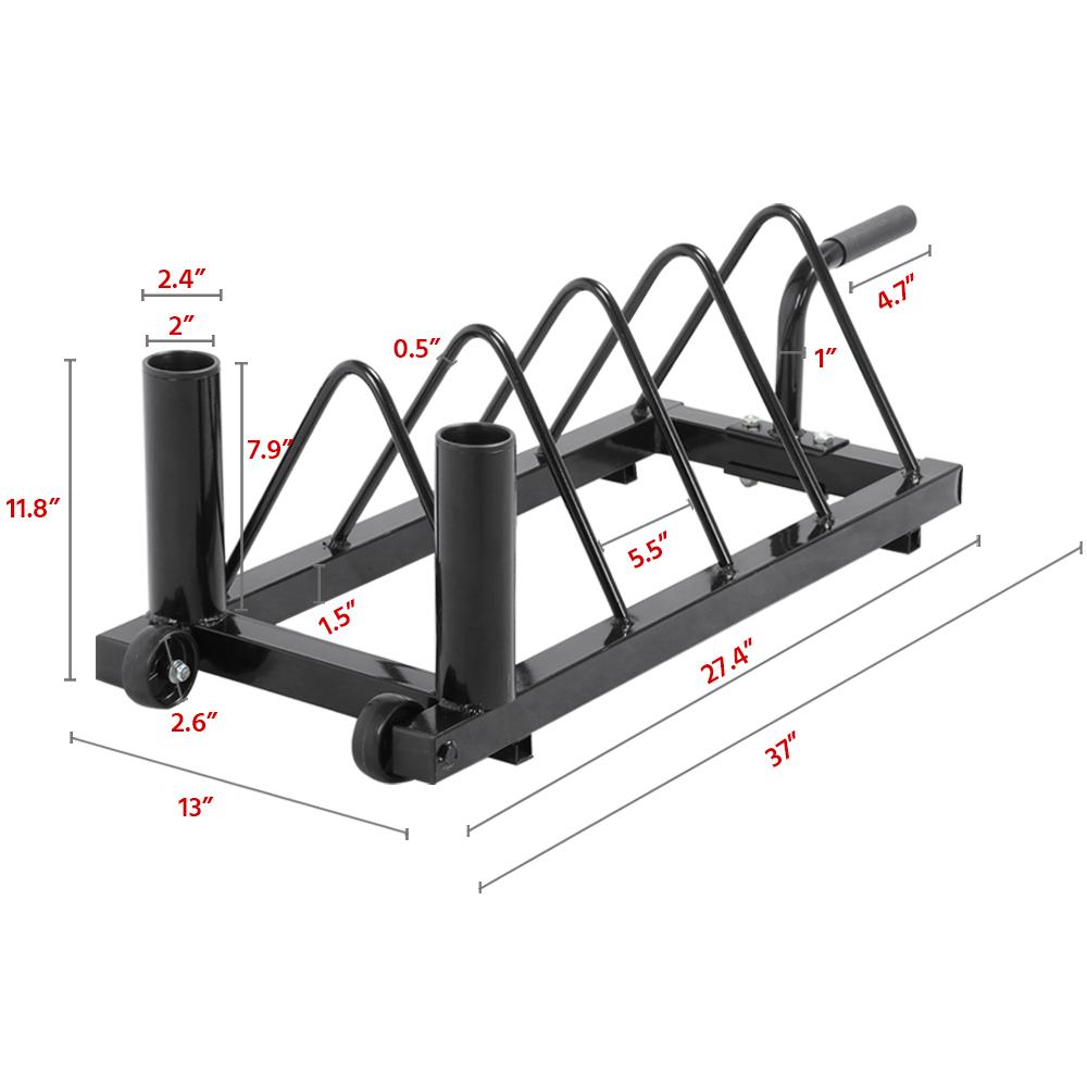 SmileMart Standard Weight Rack Plate Horizontal Olympic Bumper Plate Rack