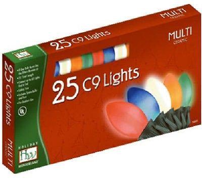 Holiday Wonderland 2924-88 25 count C9 Multi Ceramic Christmas Light Set - Quantity of 5