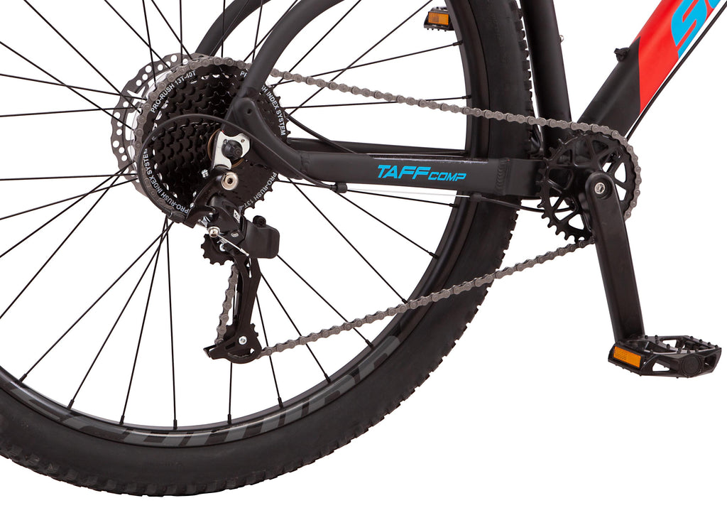 Schwinn Taff Comp mountain bike, 8 speeds, 29-inch wheels, black, mens, womens, large