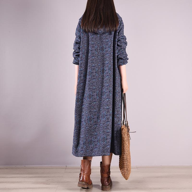 Winter Floral Hollow Plush Warm Hoodie Dress
