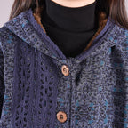 Winter Floral Hollow Plush Warm Hoodie Dress