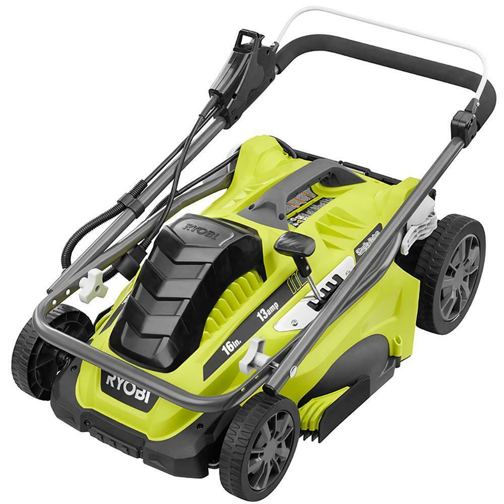 16 in. 13 amp corded electric walk behind push mower and 10 amp string trim
