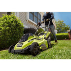 16 in. 13 amp corded electric walk behind push mower and 10 amp string trim