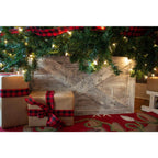 Farmhouse Deluxe 27 in. W x 14.5 in. H, 37 in. Dia, White Wash Decorative Christmas Tree Box Collar