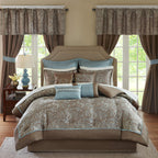 Home Essence Isabella Jacquard 24 Piece Room in a Bag, Blue, King