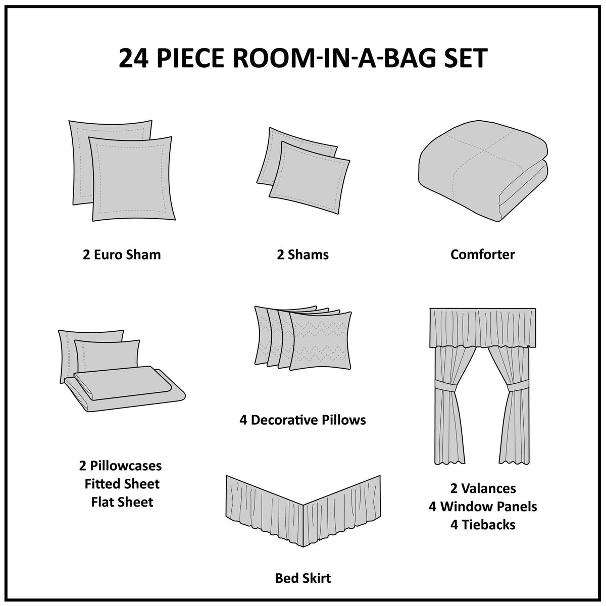 Home Essence Isabella Jacquard 24 Piece Room in a Bag, Blue, King