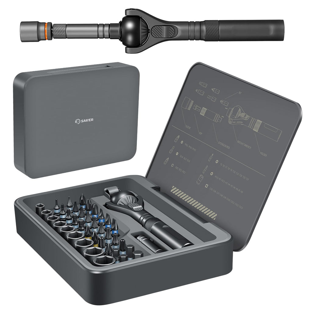 Upgraded Magnetic Screwdriver Set: 40-in-1 Ratchet Screwdriver Tool Kit with 180° Ball-Joint Handle - Portable S2 Bits Precision Repair Tool Set for Computer Phone Watch CamBike