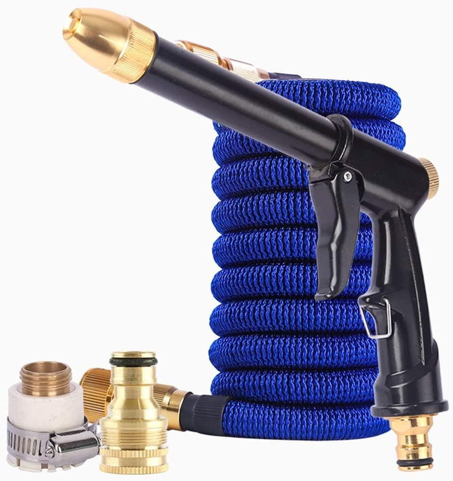 ZLSP Garden Hose Spray Gun Heavy Duty Metal Water Sprinkler High Pressure Water Hose Pipe Gun for Car Pet Washing Watering Lawn and Sidewalk Cleaning(Black) Garden Hose (Size : 7.5m)