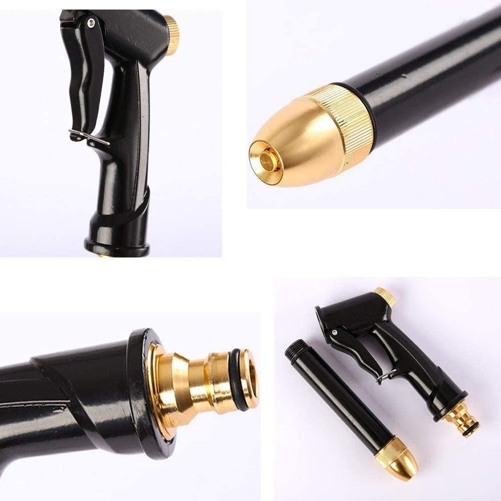ZLSP Garden Hose Spray Gun Heavy Duty Metal Water Sprinkler High Pressure Water Hose Pipe Gun for Car Pet Washing Watering Lawn and Sidewalk Cleaning(Black) Garden Hose (Size : 7.5m)