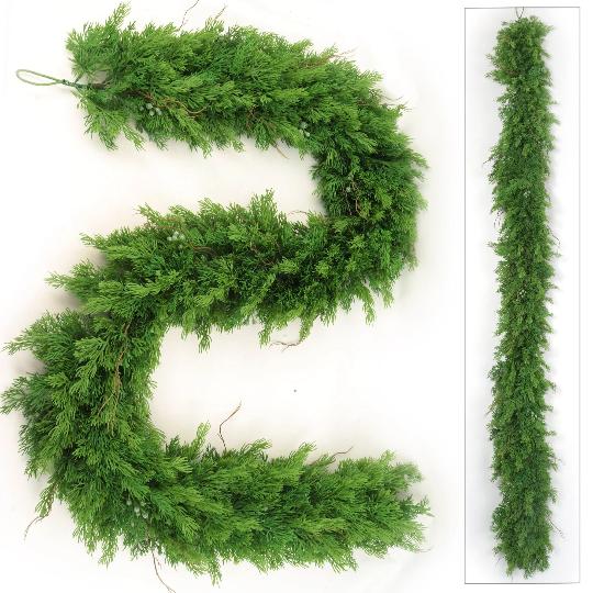 Floral Home 6' Juniper Garland, Real Touch, Christmas Decorations, Natural Looking Branches, Great For Indoor And Outdoor Use, Xmas Home Decor (2)