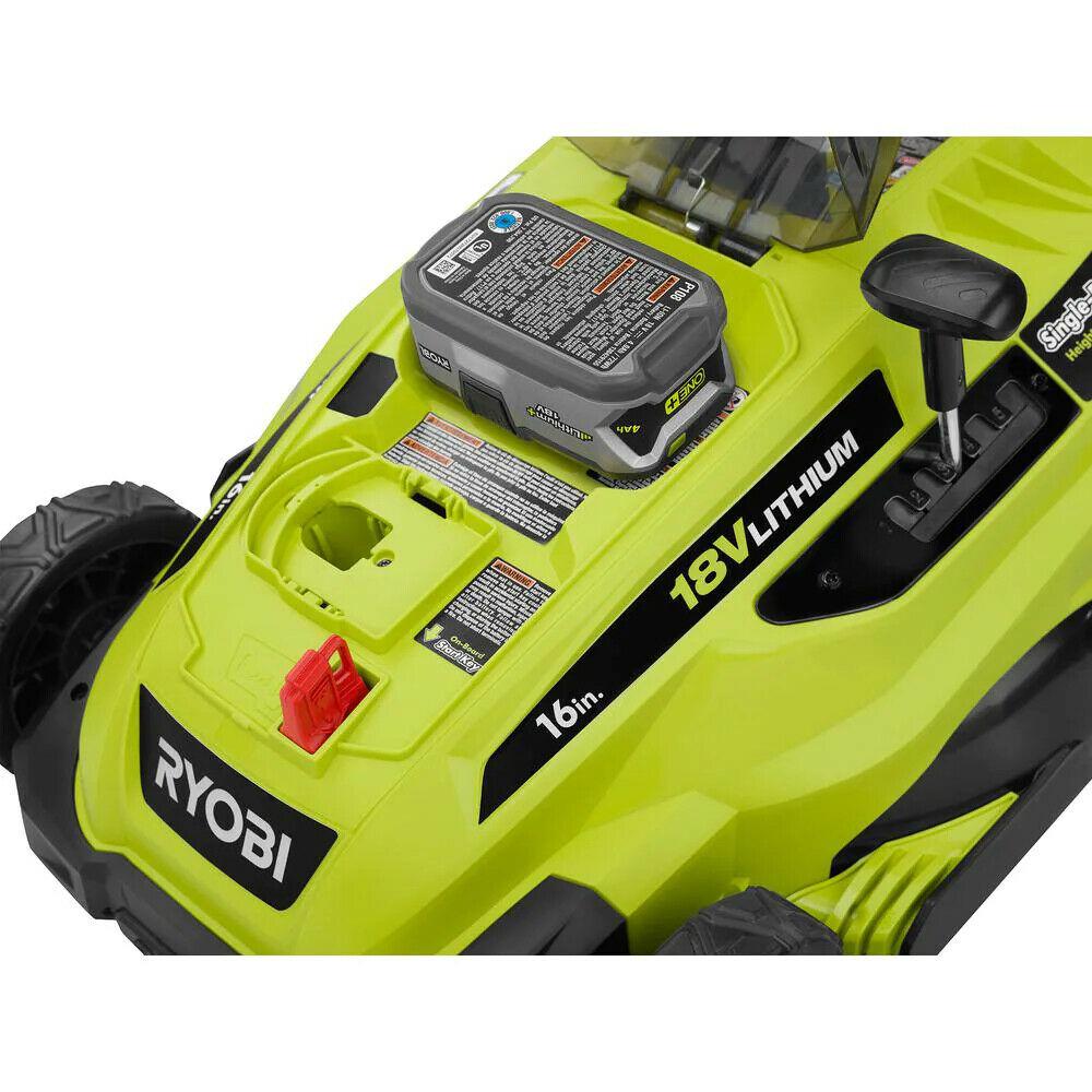 ONE+ 18V 16 in. Cordless Battery Walk Behind Push Lawn Mower - (2) 4.0 Ah Batter