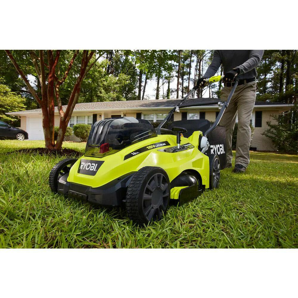 ONE+ 18V 16 in. Cordless Battery Walk Behind Push Lawn Mower - (2) 4.0 Ah Batter
