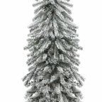 LuxenHome Pre-Lit LED Flocked Fir Slim Artificial Christmas Trees - Set of 3