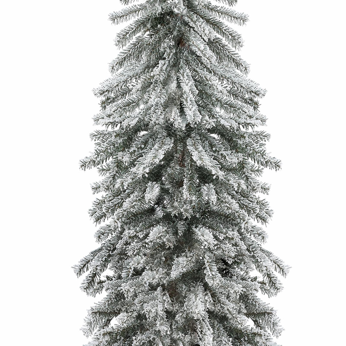LuxenHome Pre-Lit LED Flocked Fir Slim Artificial Christmas Trees - Set of 3