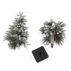 LuxenHome Pre-Lit LED Flocked Fir Slim Artificial Christmas Trees - Set of 3