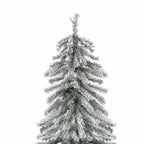 LuxenHome Pre-Lit LED Flocked Fir Slim Artificial Christmas Trees - Set of 3