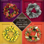 24 in. Artificial Christmas Wreath and Garland Set with Red Berries, Plaid Bows and Rustic Sleigh Bells