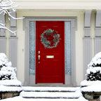 24 in. Artificial Christmas Wreath and Garland Set with Red Berries, Plaid Bows and Rustic Sleigh Bells