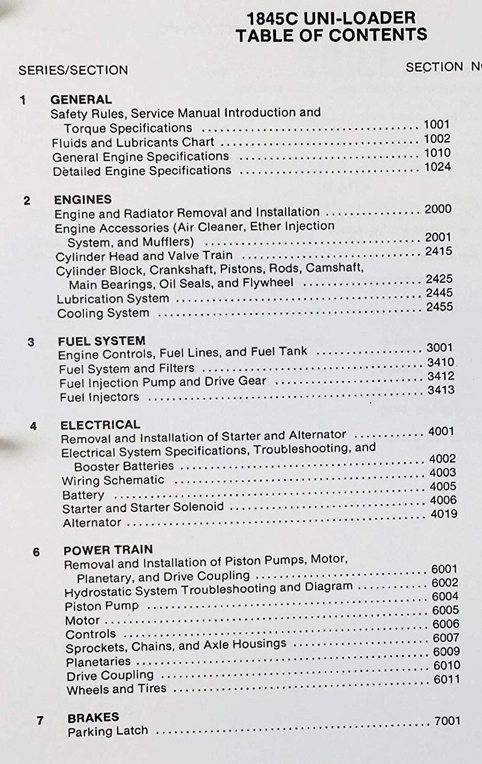 case 1845c uni-loader skid steer service parts operators manual