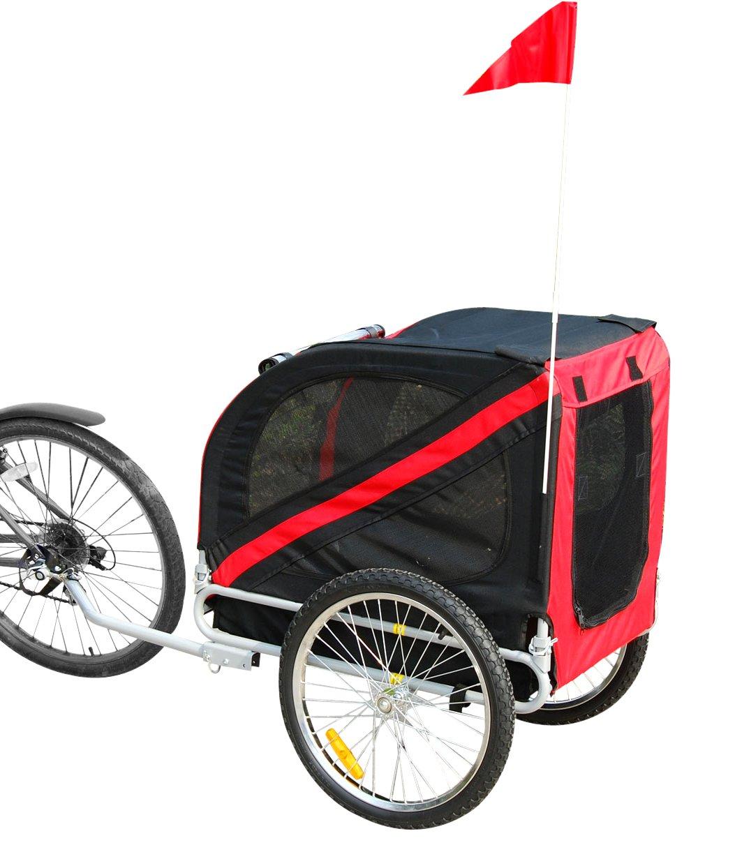 Tenive Retractable Pet Trailer- Pet Carrier w/ Suspension, Black &amp; Red